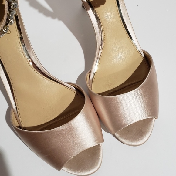 Badgley Mischka Satin Crystal Jeweled Heels - Picture 7 of 12